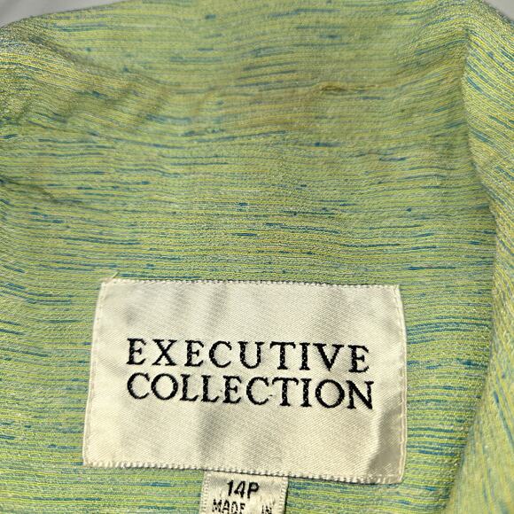Executive Collection 14P Women's Green Blazer Suit Coat Petite Size PL Large - Picture 3 of 7